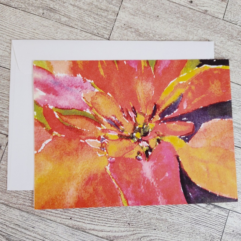Floral Watercolor Blank Card‎ with Envelope Stationery Note Card Any Occasion